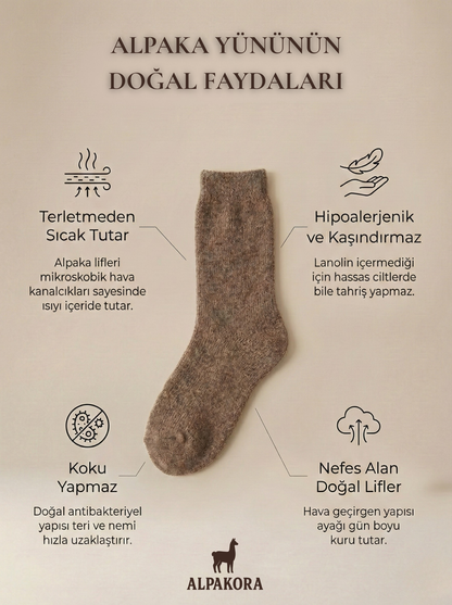 Doğal Alpaka Yünlü Kışlık Çorap