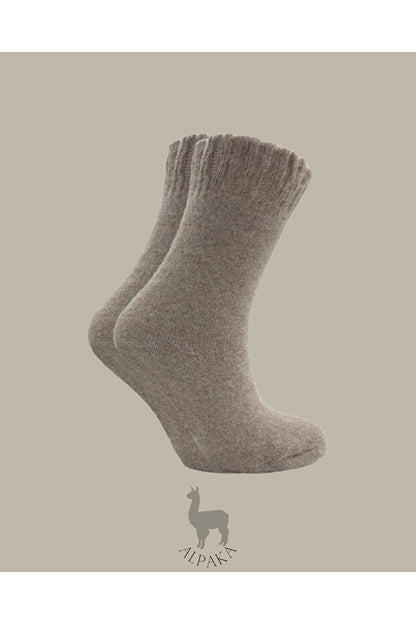 Doğal Alpaka Yünlü Kışlık Çorap