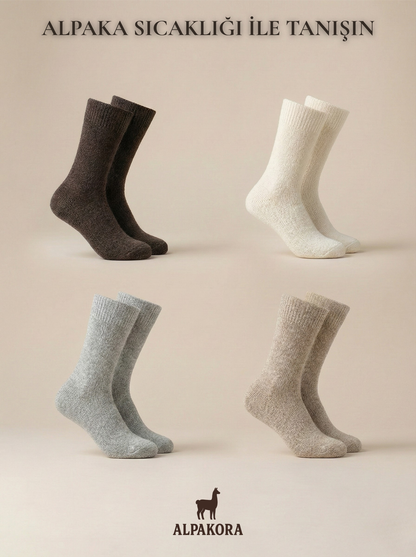 Doğal Alpaka Yünlü Kışlık Çorap