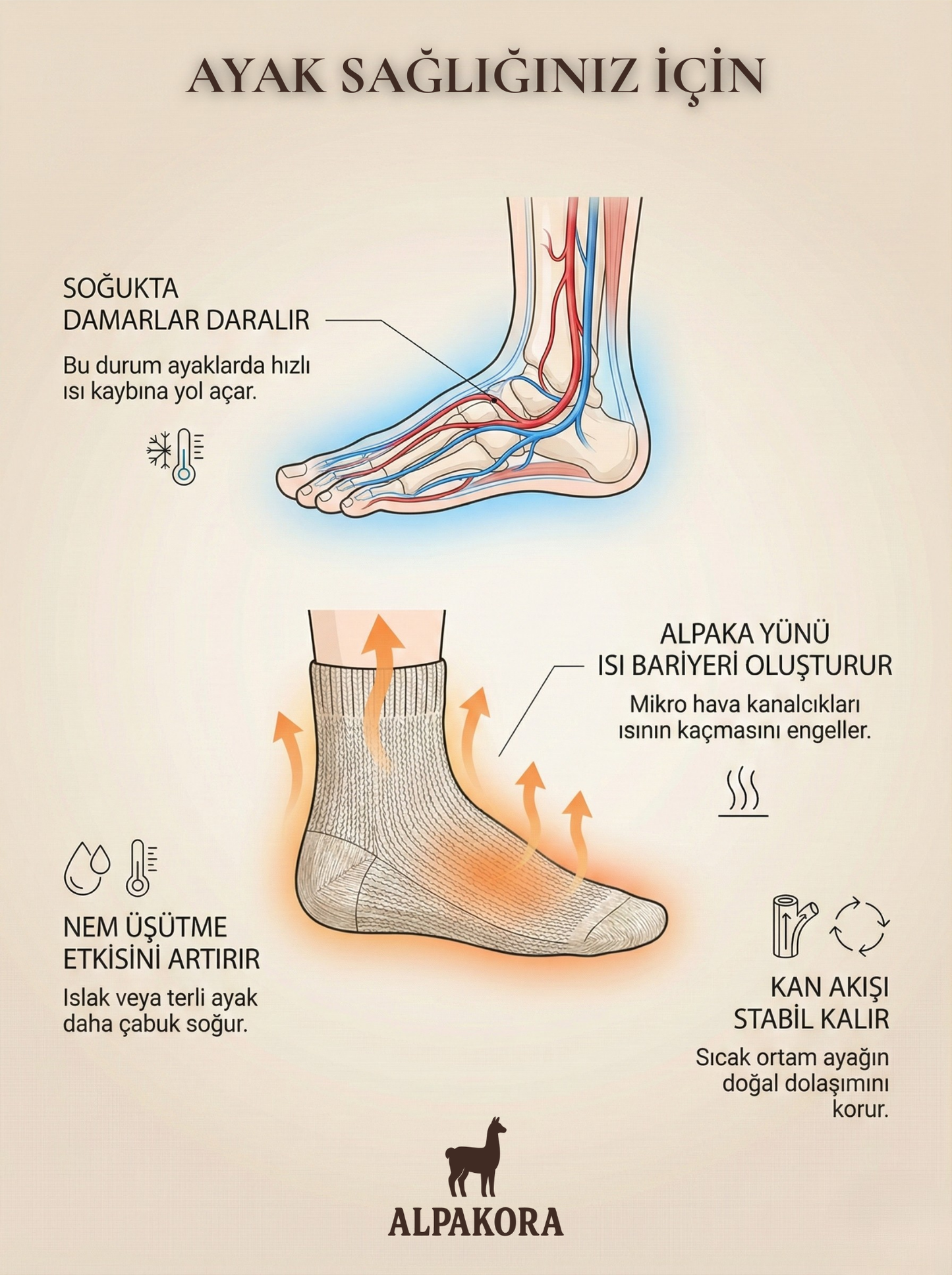 Doğal Alpaka Yünlü Kışlık Çorap