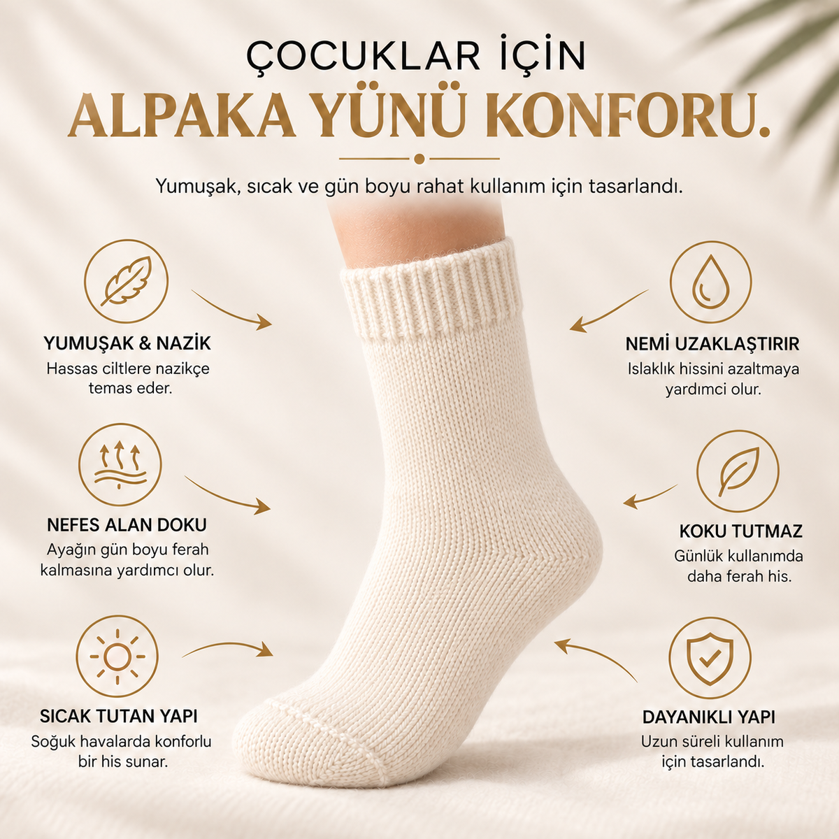Alpaka Kışlık Çocuk Çorabı