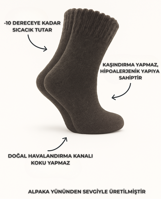 Doğal Alpaka Yünlü Kışlık Çorap